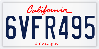 CA license plate 6VFR495