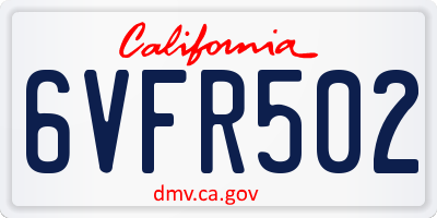 CA license plate 6VFR502