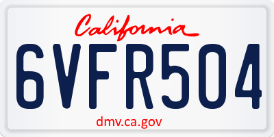 CA license plate 6VFR504