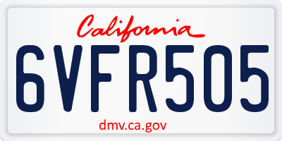 CA license plate 6VFR505