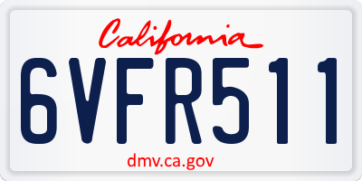 CA license plate 6VFR511