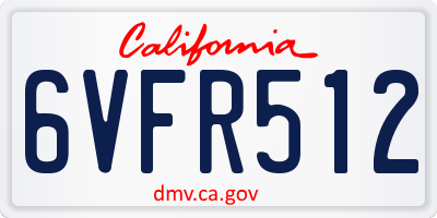 CA license plate 6VFR512