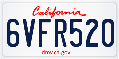 CA license plate 6VFR520