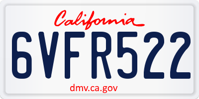 CA license plate 6VFR522