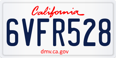 CA license plate 6VFR528
