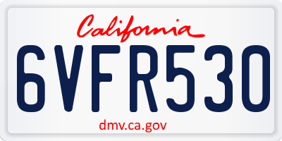 CA license plate 6VFR530