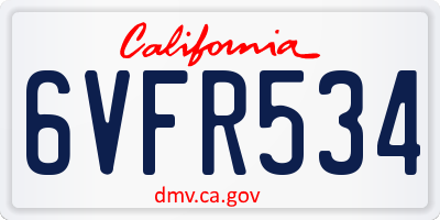 CA license plate 6VFR534