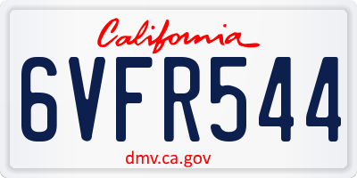 CA license plate 6VFR544