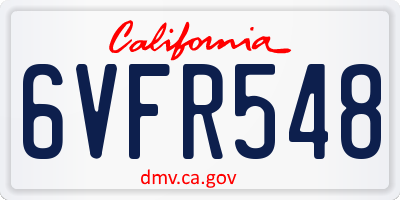 CA license plate 6VFR548
