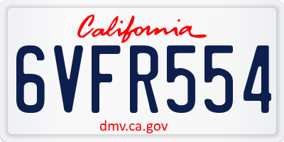 CA license plate 6VFR554