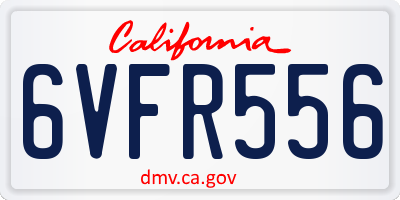 CA license plate 6VFR556