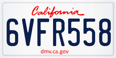 CA license plate 6VFR558
