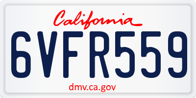 CA license plate 6VFR559