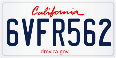 CA license plate 6VFR562