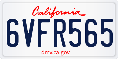 CA license plate 6VFR565