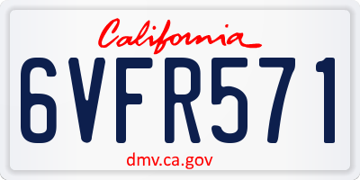 CA license plate 6VFR571