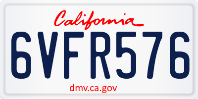 CA license plate 6VFR576