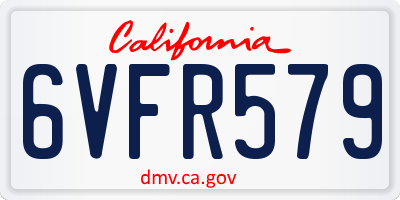 CA license plate 6VFR579
