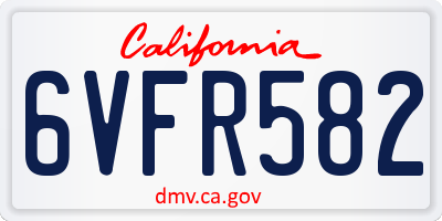 CA license plate 6VFR582