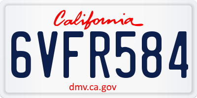 CA license plate 6VFR584