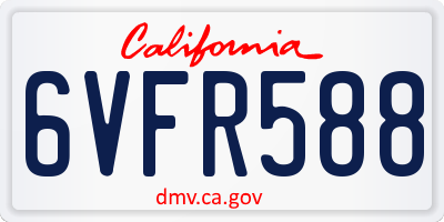 CA license plate 6VFR588