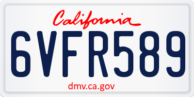 CA license plate 6VFR589