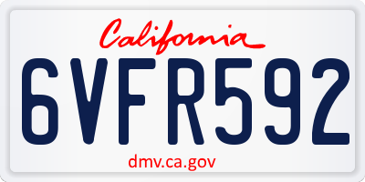CA license plate 6VFR592