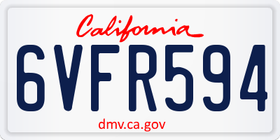 CA license plate 6VFR594