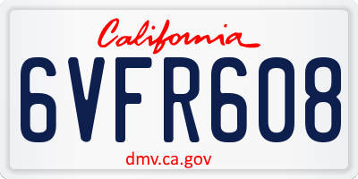CA license plate 6VFR608