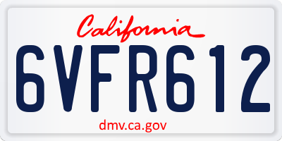 CA license plate 6VFR612