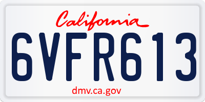 CA license plate 6VFR613