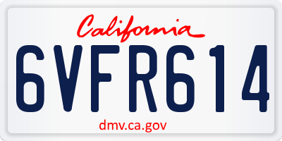 CA license plate 6VFR614