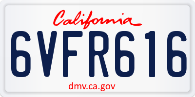CA license plate 6VFR616