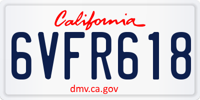 CA license plate 6VFR618