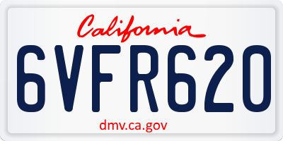 CA license plate 6VFR620