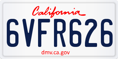 CA license plate 6VFR626