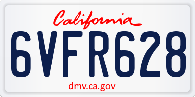 CA license plate 6VFR628