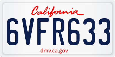 CA license plate 6VFR633