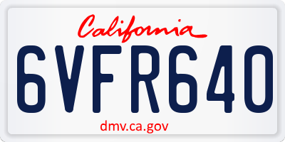 CA license plate 6VFR640