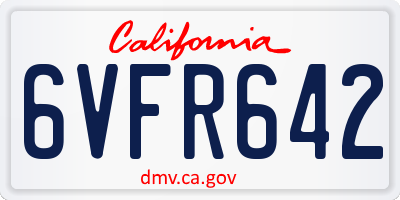 CA license plate 6VFR642