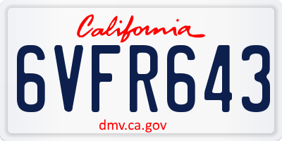 CA license plate 6VFR643