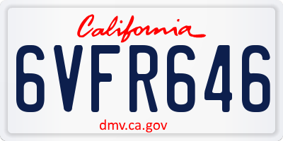 CA license plate 6VFR646