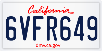 CA license plate 6VFR649
