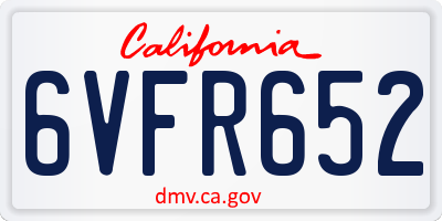 CA license plate 6VFR652