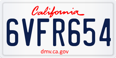 CA license plate 6VFR654