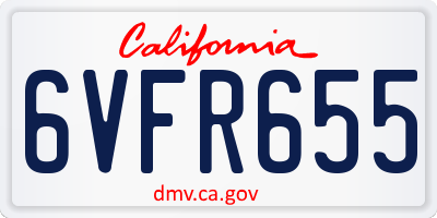 CA license plate 6VFR655