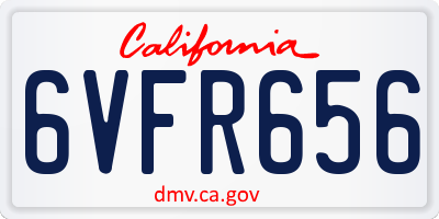 CA license plate 6VFR656