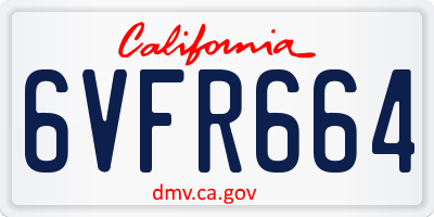 CA license plate 6VFR664