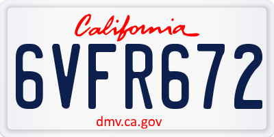 CA license plate 6VFR672