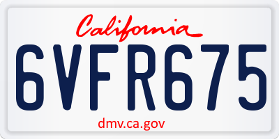 CA license plate 6VFR675